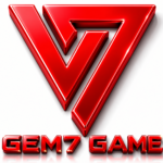 GEM7 Game red 3D logo with a modern triangular design on a white background.