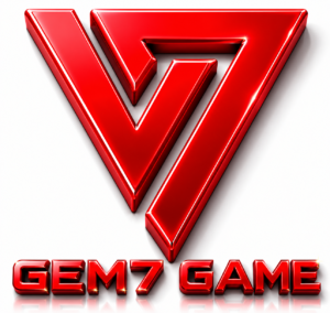 GEM7 Game red 3D logo with a modern triangular design on a white background.
