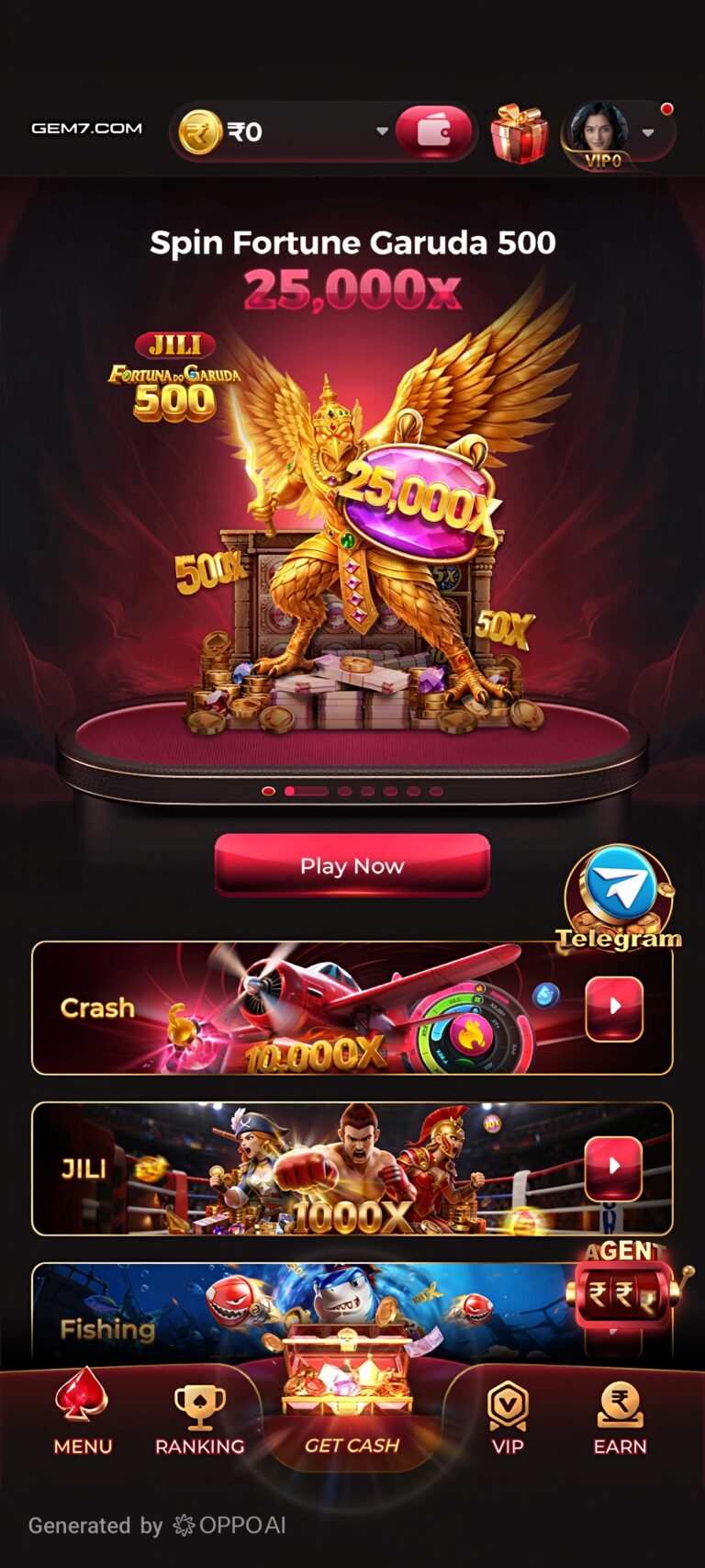 Gem7 Game online gaming app home screen